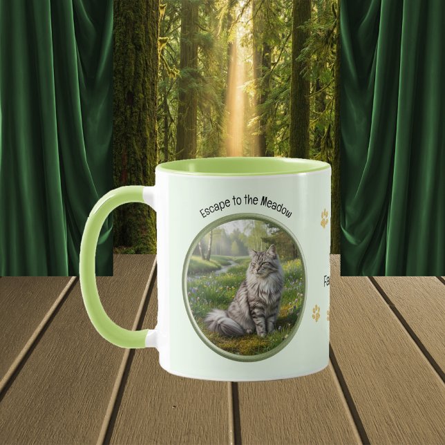 Escape to the Meadow with Norwegian Forest Cat Mug (Creator Uploaded)