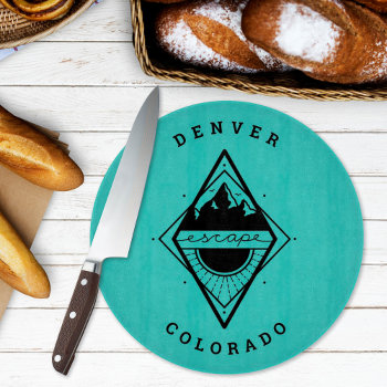 Escape To The Mountains Cutting Board Teal by JanelleWourmsDesign at Zazzle