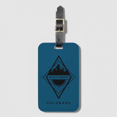 Escape to the Mountains Luggage Tag Blue