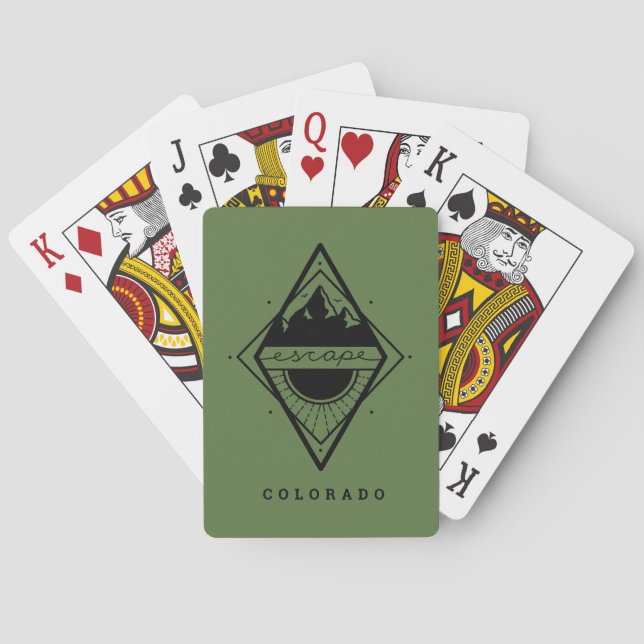 Escape to the Mountains Playing Cards Green (Back)