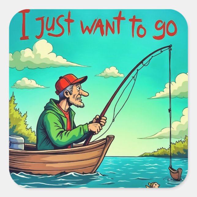 Escape to Tranquility: A Fisherman's Dream Square Sticker (Front)