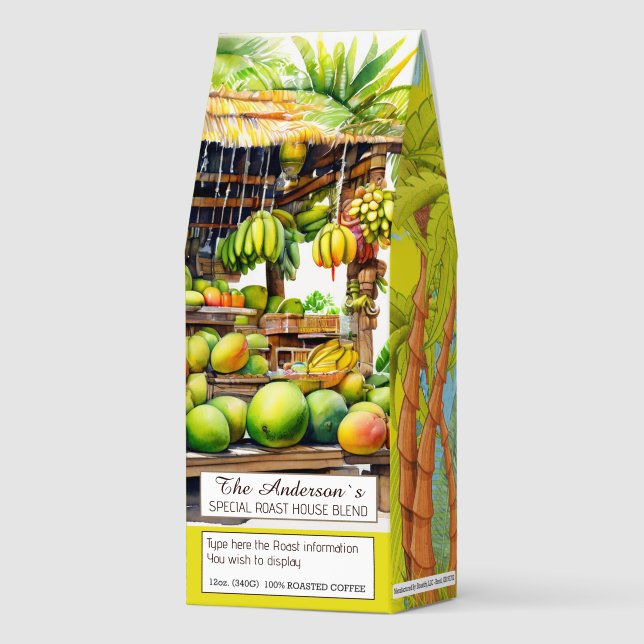 Escape winter blues with our Tropical theme Roasted Coffee (Front)