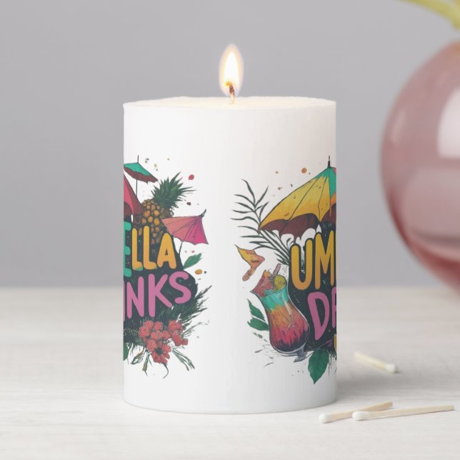 Escape with a Sip: Umbrella Drinks Pillar Candle (In Situ)