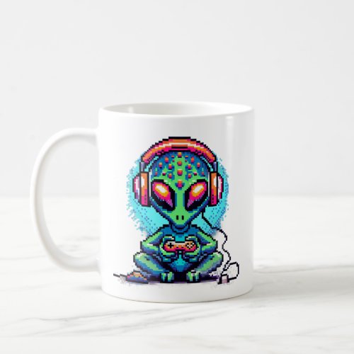 Escape Your World  Pixel Art Alien Coffee Mug