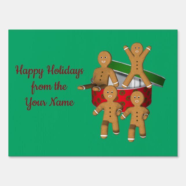 Escaping Gingerbread Cookie Men Personalized   Sign (Front)