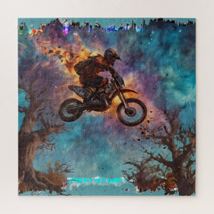 Escaping The Fire - Dirt-bike Rider Jigsaw Puzzle