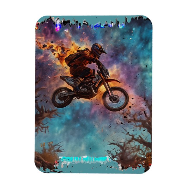 Escaping The Fire - Dirt-bike Rider Magnet (Vertical)