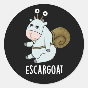Escar-goat Funny French Snail Pun Dark BG Classic Round Sticker