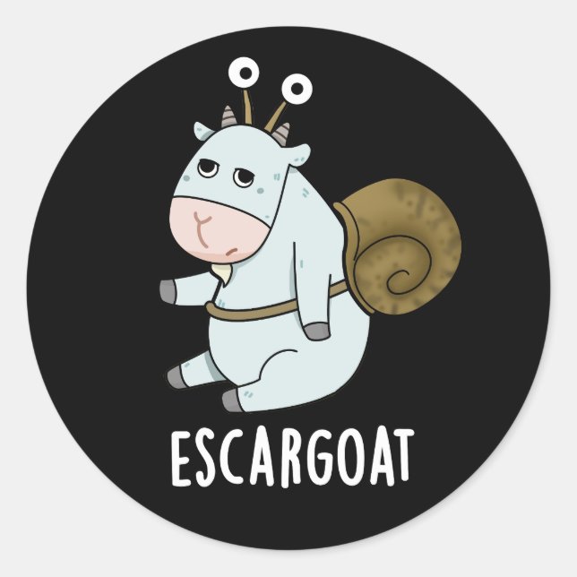 Escar-goat Funny French Snail Pun Dark BG Classic Round Sticker (Front)