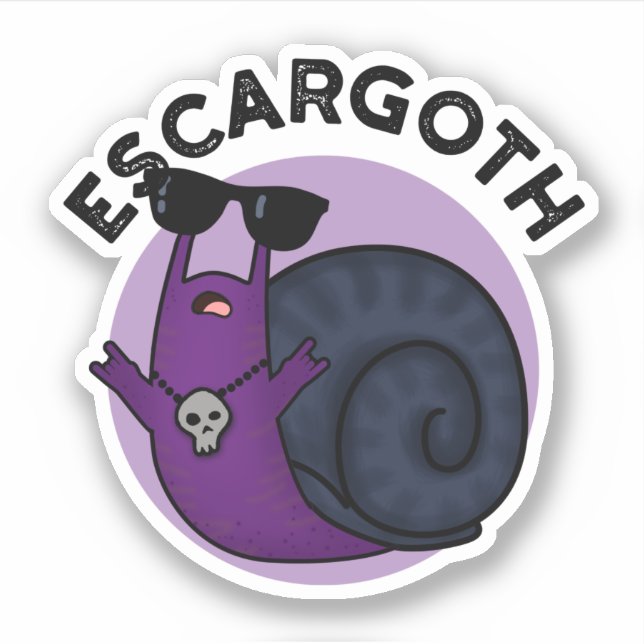 Escar-goth Funny Cool Goth Snail Pun Sticker (Front)