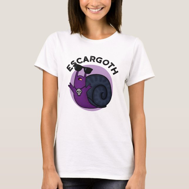 Escar-goth Funny Cool Goth Snail Pun T-Shirt (Front)