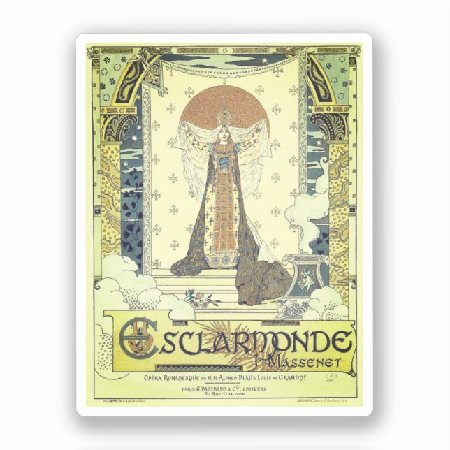 Esclarmonde opera vintage poster sticker (Front)