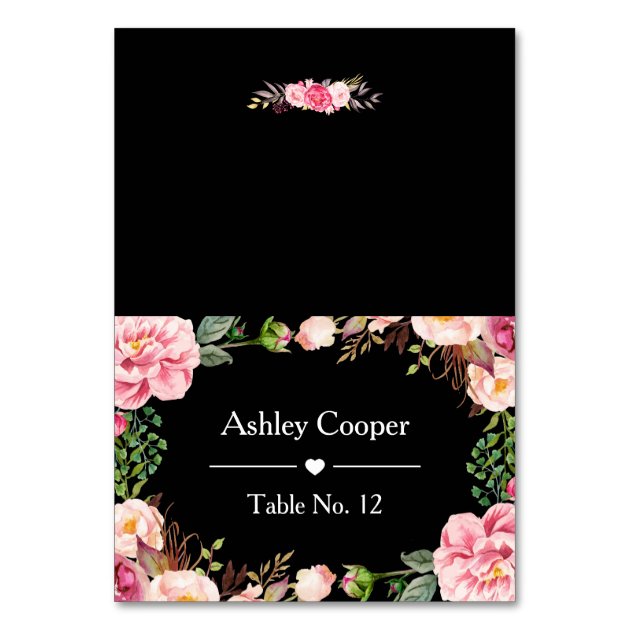 Escort Place Card Romantic Pink Floral Wrapping