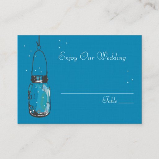 Customizable Escort Seating Card Fireflies &amp; Mason Jar Business Card Template