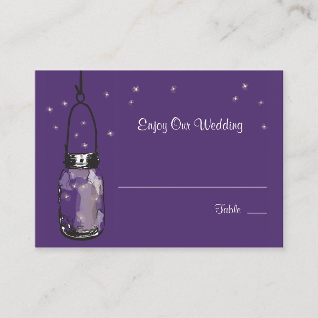 Escort Seating Card Fireflies & Mason Jar (Front)