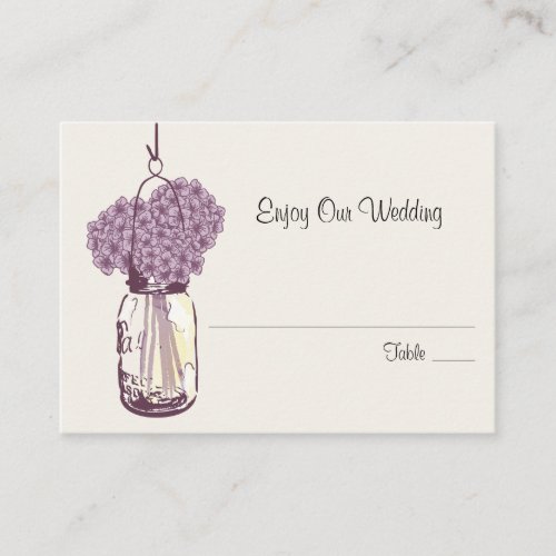 Escort Seating Card Hydrangea &amp; Mason Jar Business Card Template
