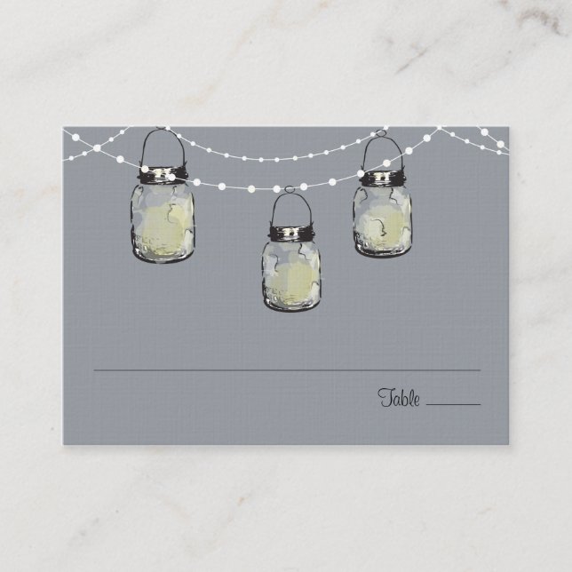 Escort Seating Card Mason Jar String of Lights (Front)