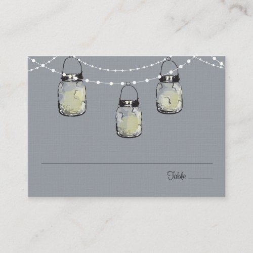 Escort Seating Card Mason Jar String of Lights Business Cards