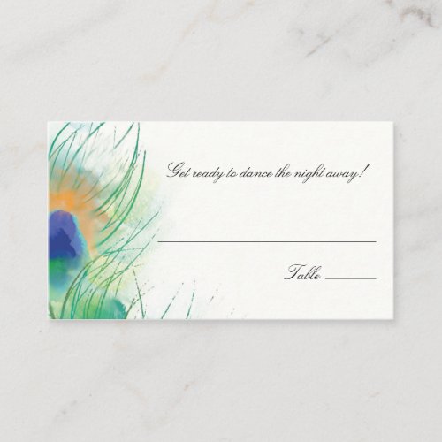 EscortSeating Card Watercolor Peacock Feather