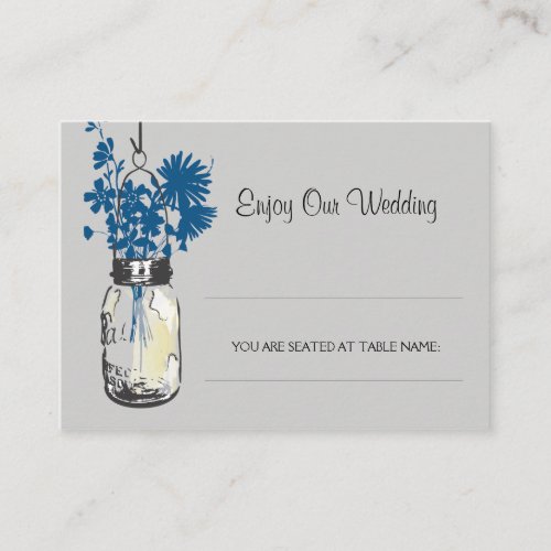 Escort Seating Card Wild Flowers &amp; Mason Jar Business Card Template