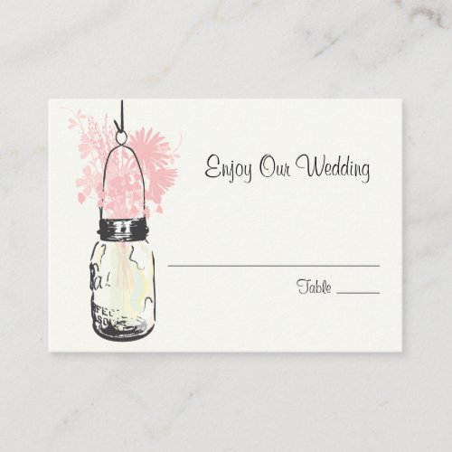 Escort Seating Card Wild Flowers &amp; Mason Jar Business Card Templates