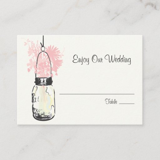 Customizable Escort Seating Card Wild Flowers &amp; Mason Jar Business Card Templates