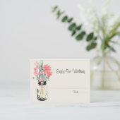 Escort Seating Card Wild Flowers & Mason Jar (Standing Front)