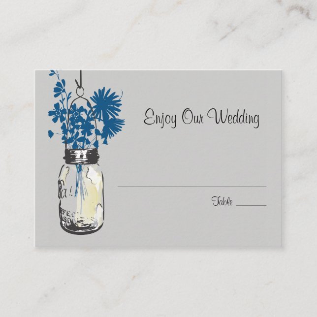 Escort Seating Card Wild Flowers & Mason Jar (Front)
