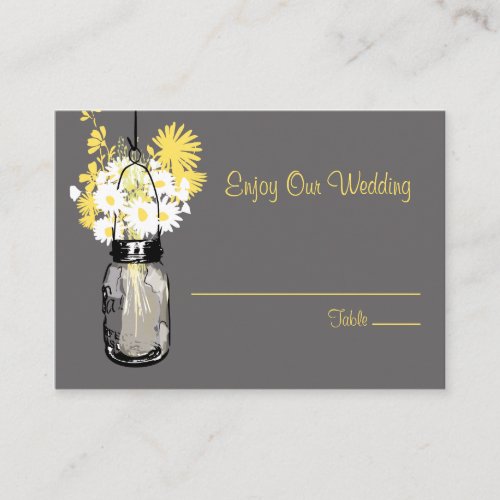 Escort Seating Card Wild Flowers &amp; Mason Jar Business Card