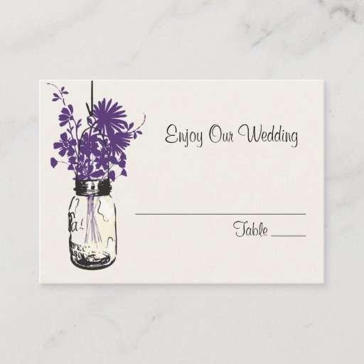 Customizable Escort Seating Card Wild Flowers &amp; Mason Jar Business Cards