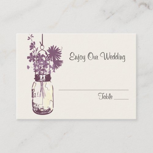 Escort Seating Card Wild Flowers &amp; Mason Jar Business Card Template