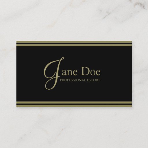 Customizable Escort Service Elegant Black/Gold Stripes Business Card Templates