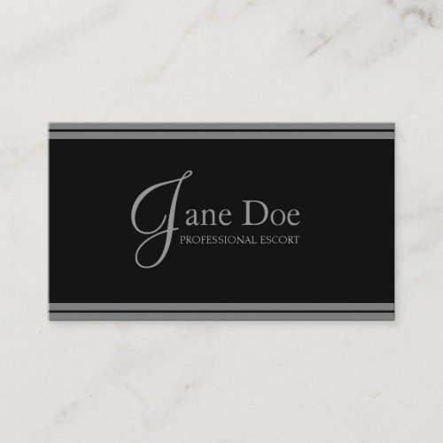 Escort Service Elegant Black/Silver Stripes Business Card Template