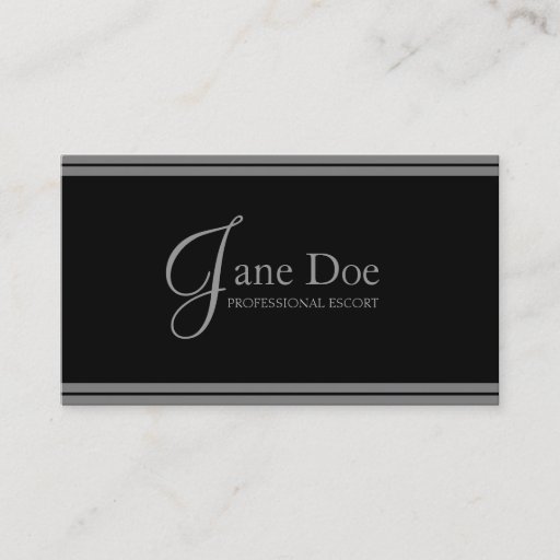 Customizable Escort Service Elegant Black/Silver Stripes Business Card Template