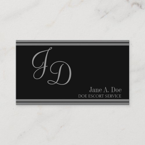 Escort Service Fancy Black/Silver Stripes Business Card Template
