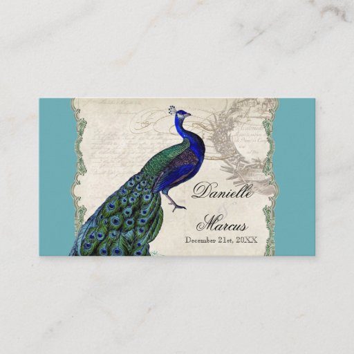 Customizable Escort Table Cards - Vintage Peacock 5 Business Card