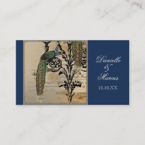 Escort Table Place Cards _ Vintage Peacock 6