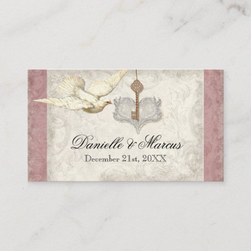 Customizable Escort Table Seating Key to my Heart, Doves Swirl Business Cards
