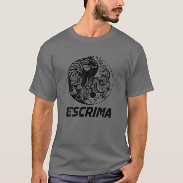 Escrima Yin Yang Tiger Dragon T-Shirt (Front)