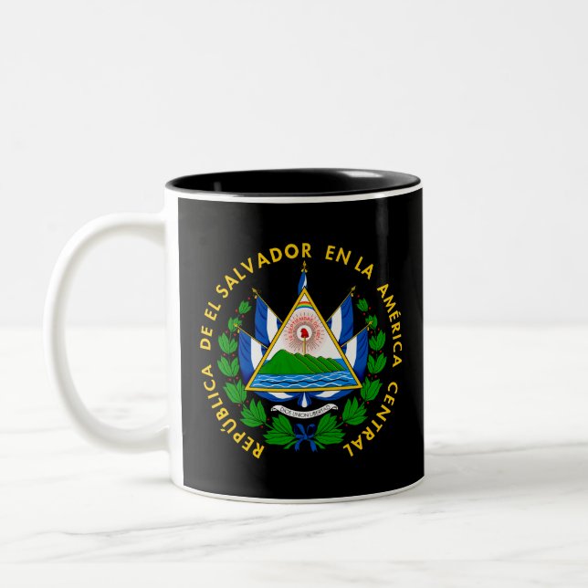Escudo de El Salvador Two-Tone Coffee Mug (Left)
