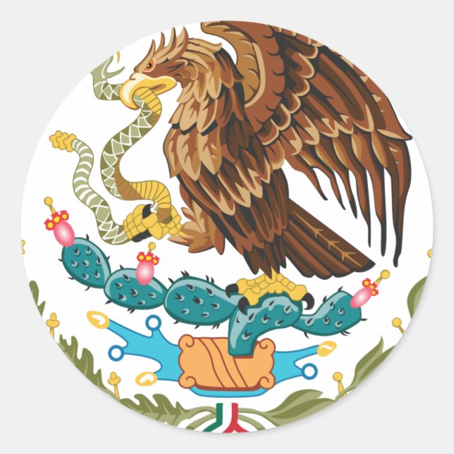 Escudo Nacional de México - Emblema Mexicano Classic Round Sticker (Front)