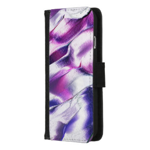 Esculpido de metal fosco, em roxo e lilás iPhone 8/7 wallet case