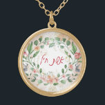 Eshet Chayil Woman of Valor Jewish Watercolor Gift Gold Plated Necklace<br><div class="desc">A verse from the "Eshet Chayil" - the beloved hymn to a Woman of Valor sung by King Solomon (Proverbs 31). This song is traditionally sung on Shabbat but is also a beautiful gift idea for the perfect woman in your life.</div>