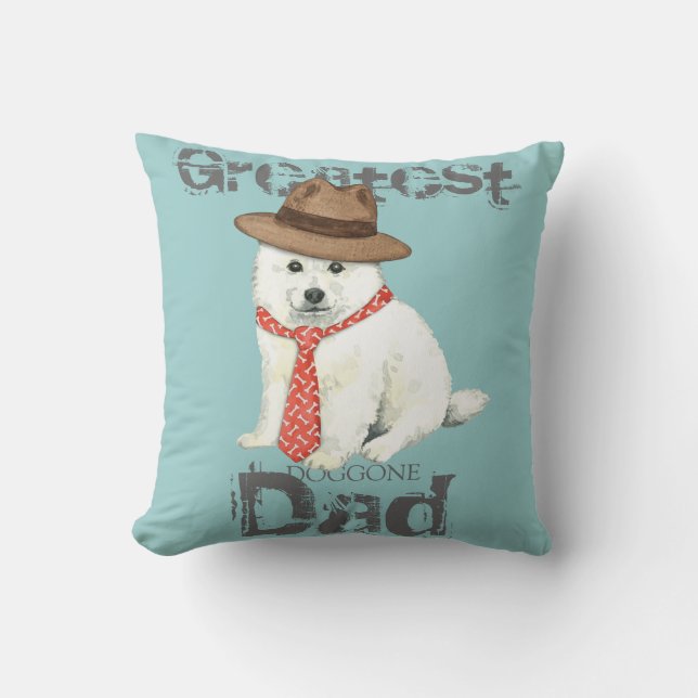 Eskie Dad Throw Pillow (Front)