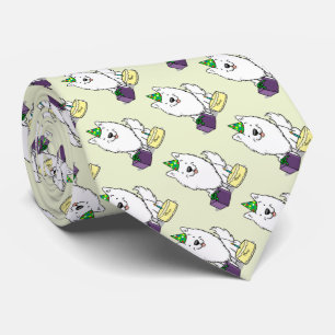 Eskie Happy Birthday Party American Eskimo Dog Neck Tie