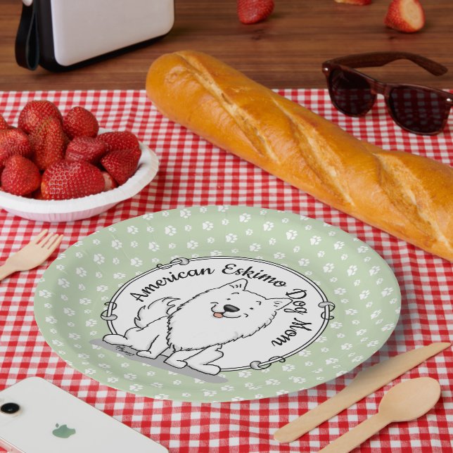 Eskie Mom - American Eskimo Dog Mom Cute Paper Plates (Picnic)