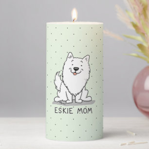 Eskie Mom - American Eskimo Dog Mom Cute Pillar Candle