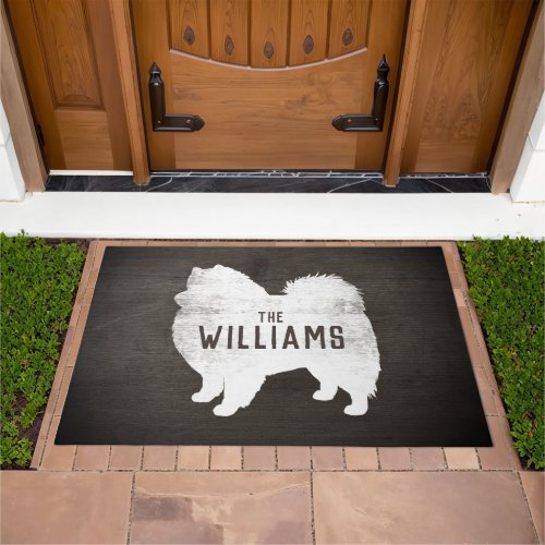 Eskie Silhouette  American Eskimo Dog Custom Doormat