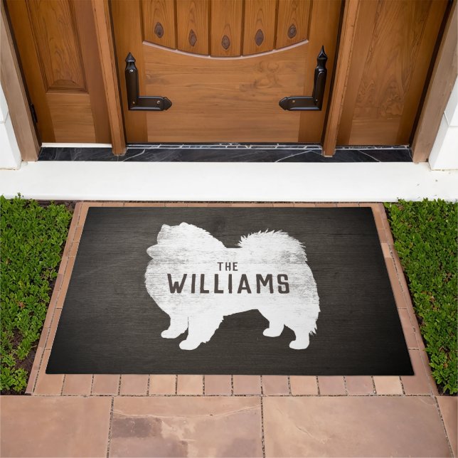 Eskie Silhouette | American Eskimo Dog Custom Doormat (Outdoor)