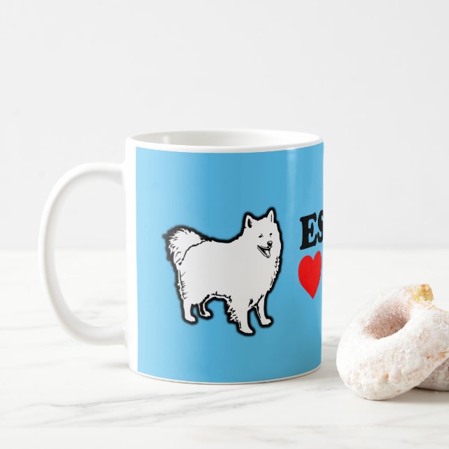 Eskies are Love Bandits American Eskimo Dog Coffee Mug (With Donut)